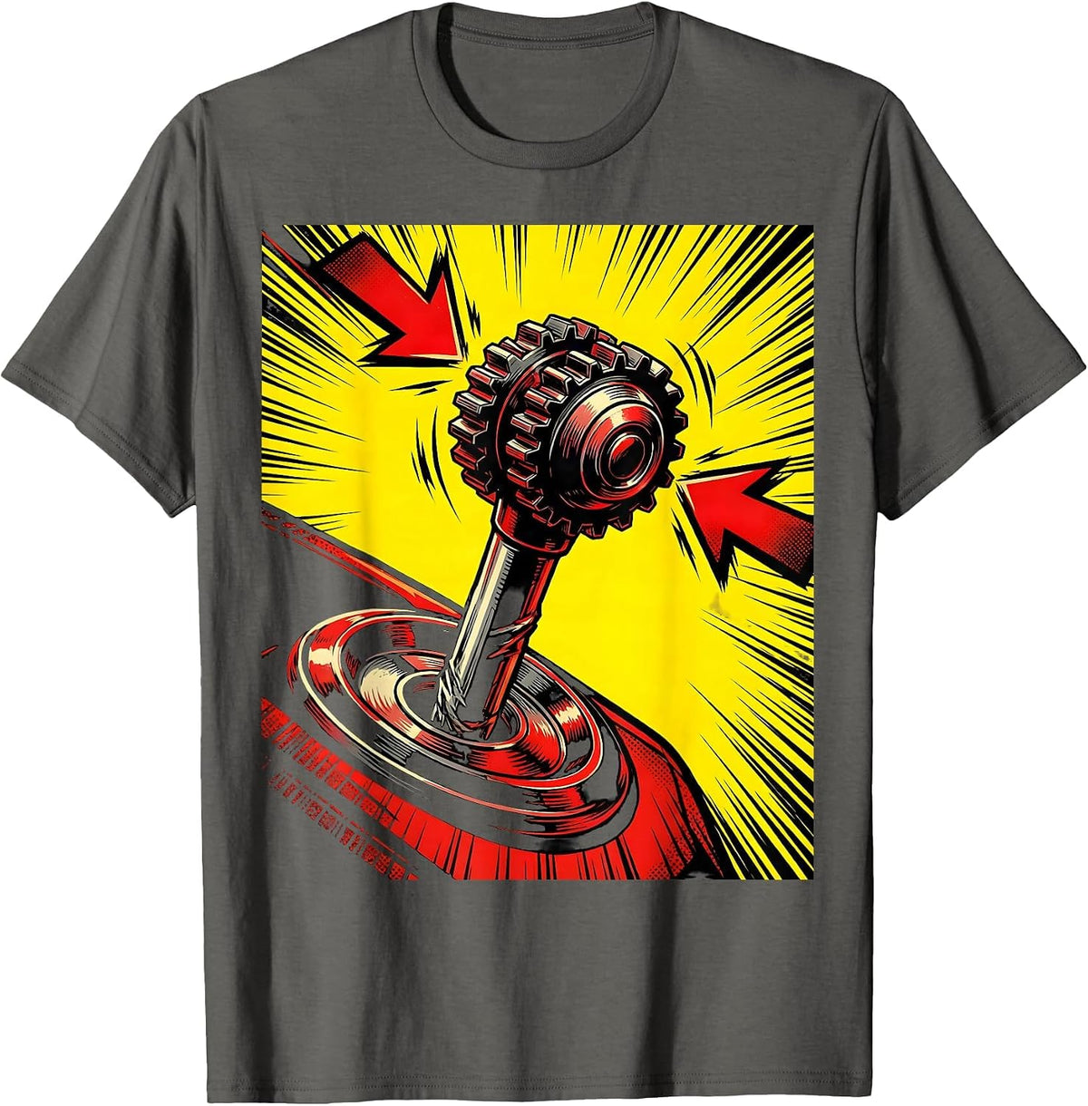 Men's Stuck In Between Funny Gear Shift Graphic T-Shirt - Asphalt Grey