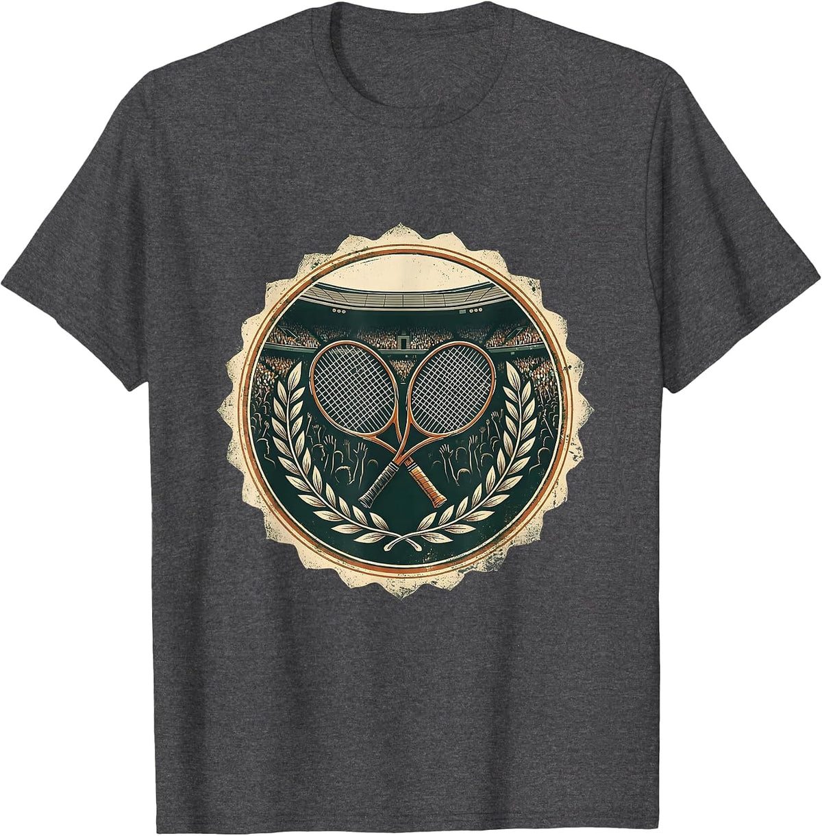Grand Slam Stadium Tennis Crowd Illustration T-Shirt - Dark Heather Grey