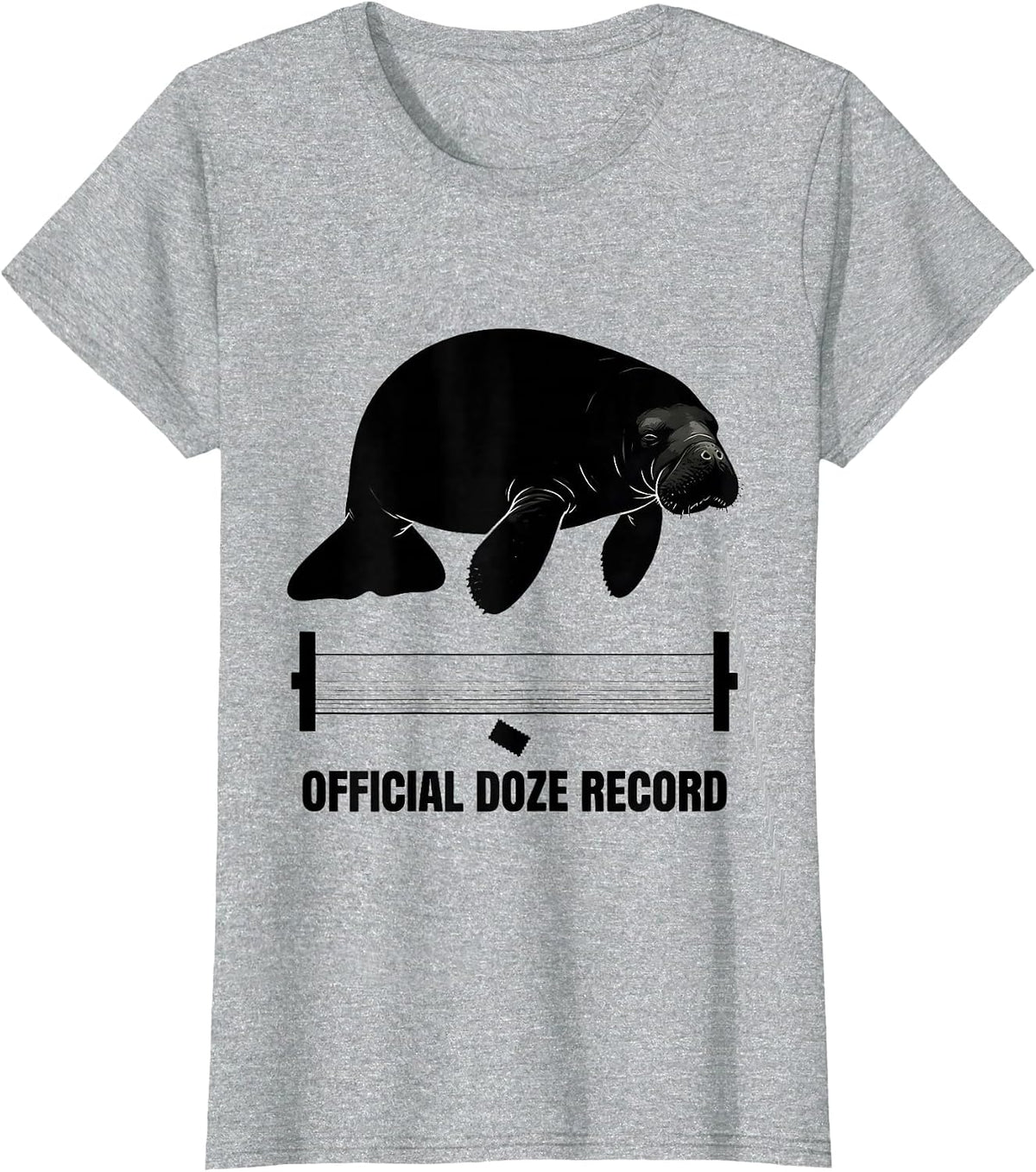 Official Doze Record Funny Manatee Sea Cow Wildlife Humor T-Shirt - Heather Grey