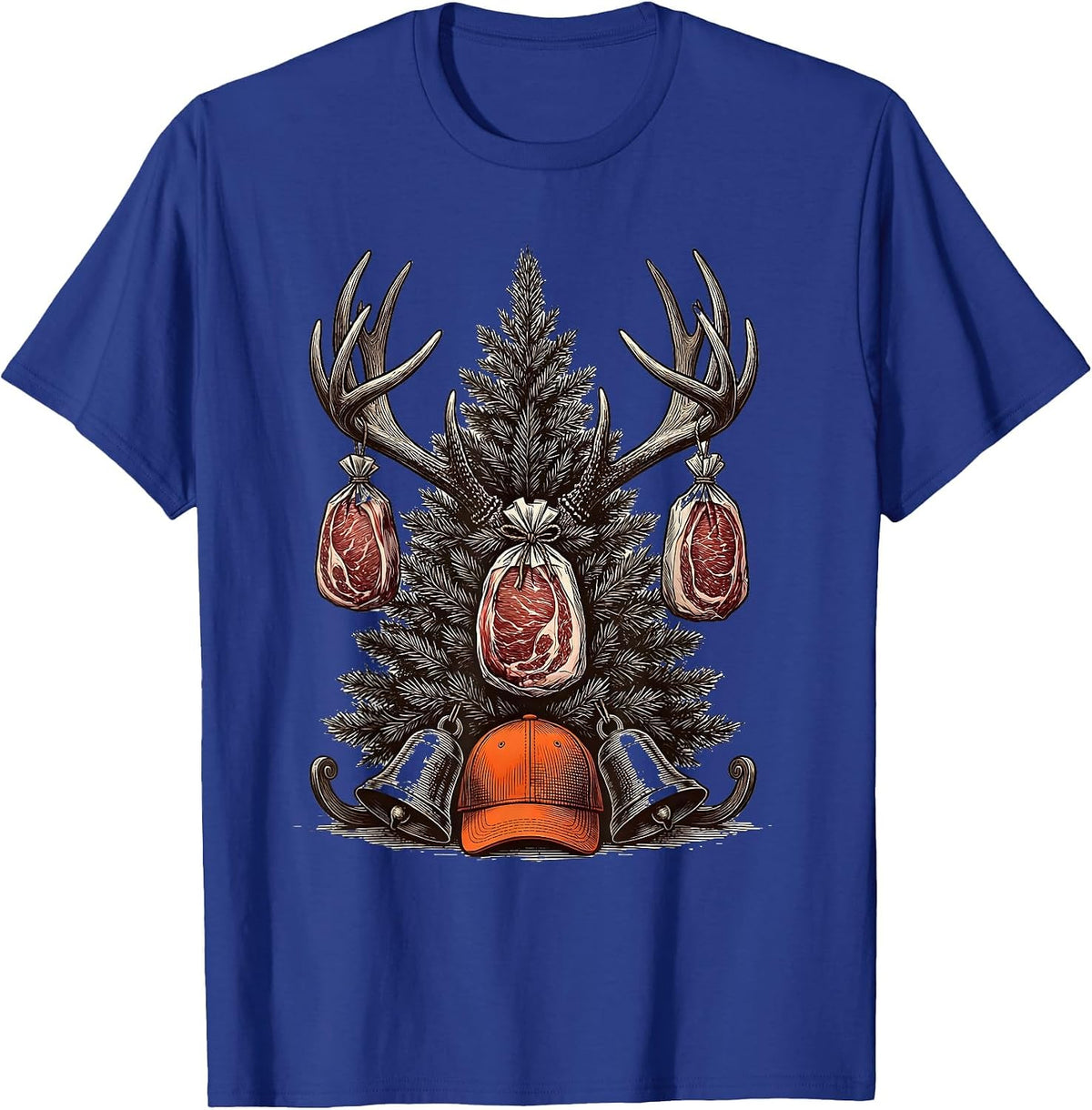 Antler Rack Christmas Tree Hunter Humor Gift T-Shirt - Royal Blue