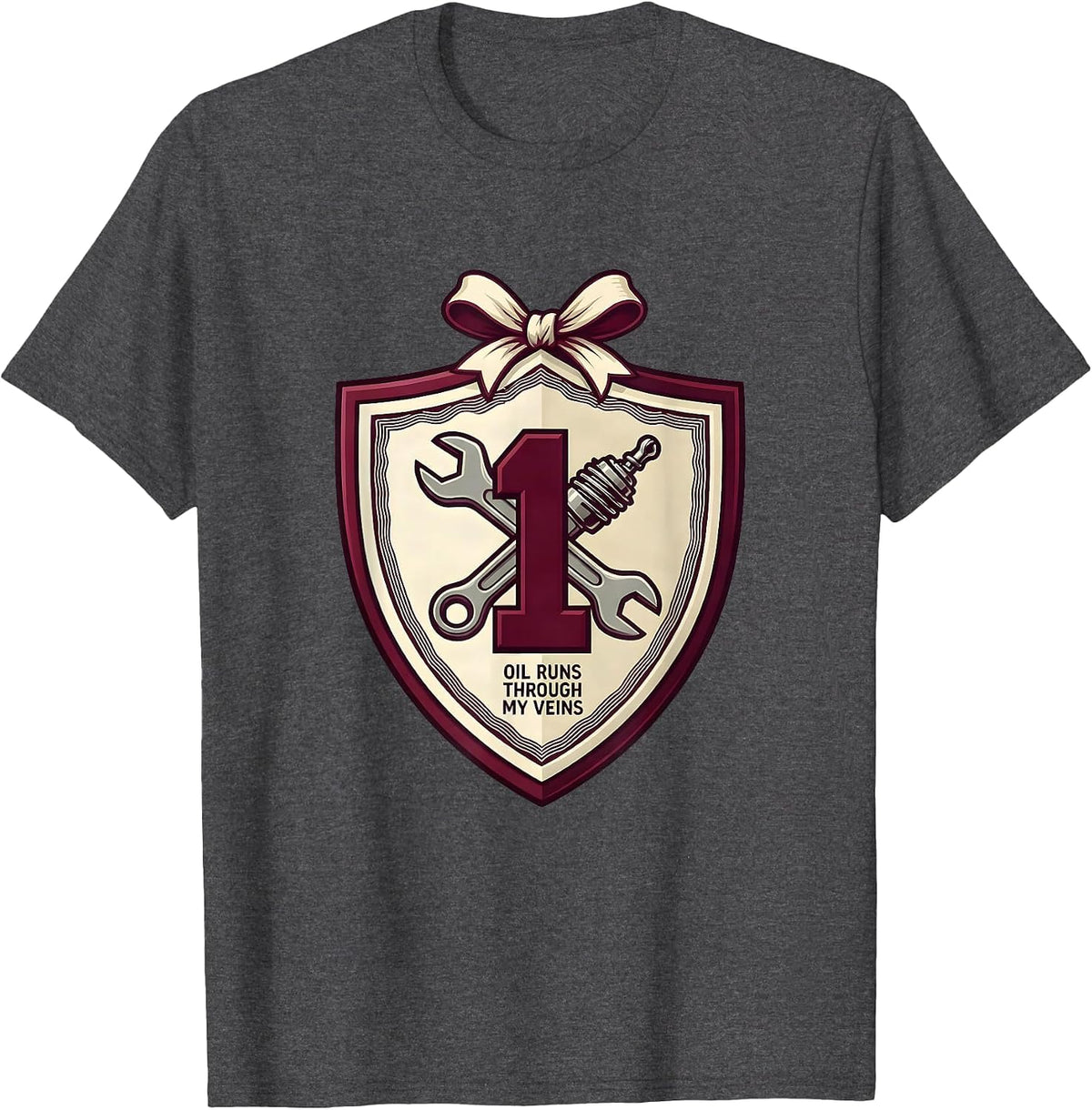 Men's Oil Runs Through My Veins Petroleum Design T-Shirt - Dark Heather Grey