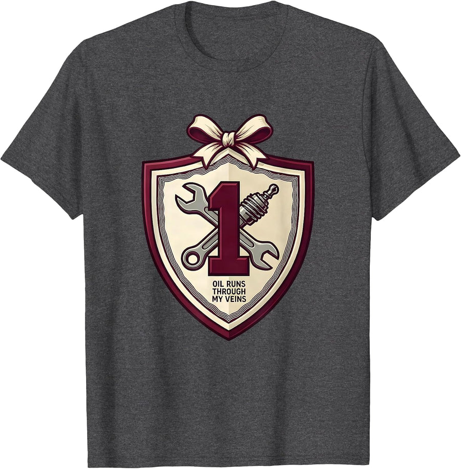 Men's Oil Runs Through My Veins Petroleum Design T-Shirt - Dark Heather Grey