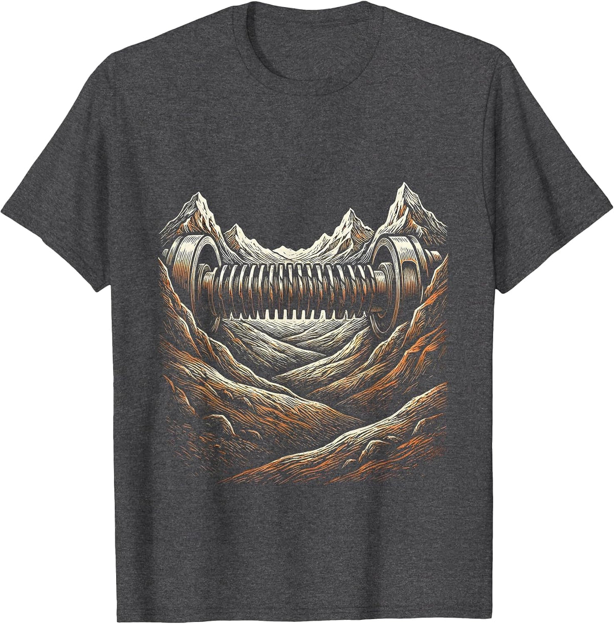 Men's Valley Forge Automotive Camshaft Silhouette Design T-Shirt - Dark Heather Grey