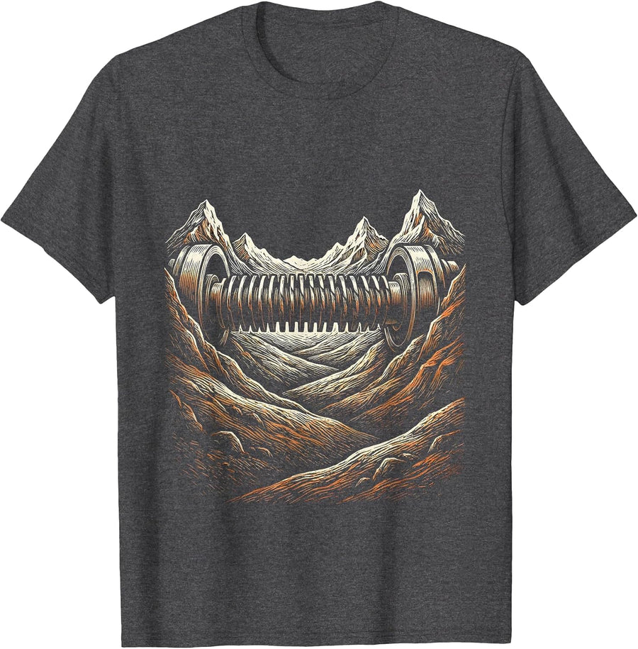 Men's Valley Forge Automotive Camshaft Silhouette Design T-Shirt - Dark Heather Grey