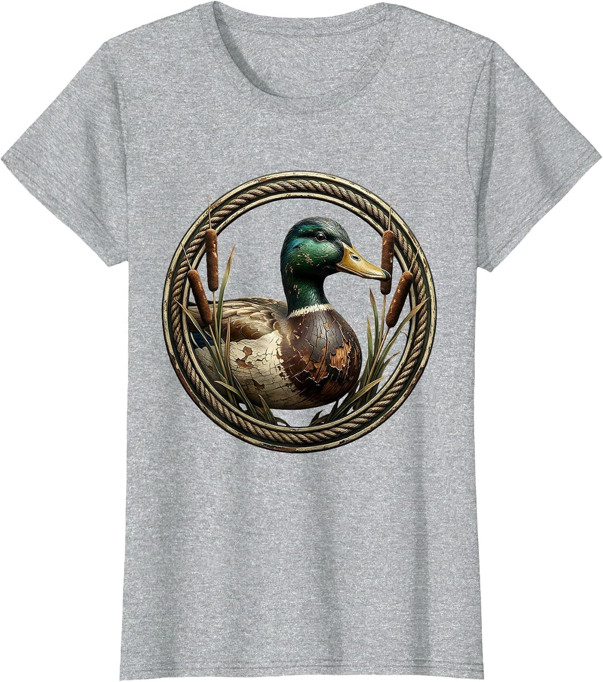 Duck Hunting Decoy Chipped Paint Illustration T-Shirt - Heather Grey