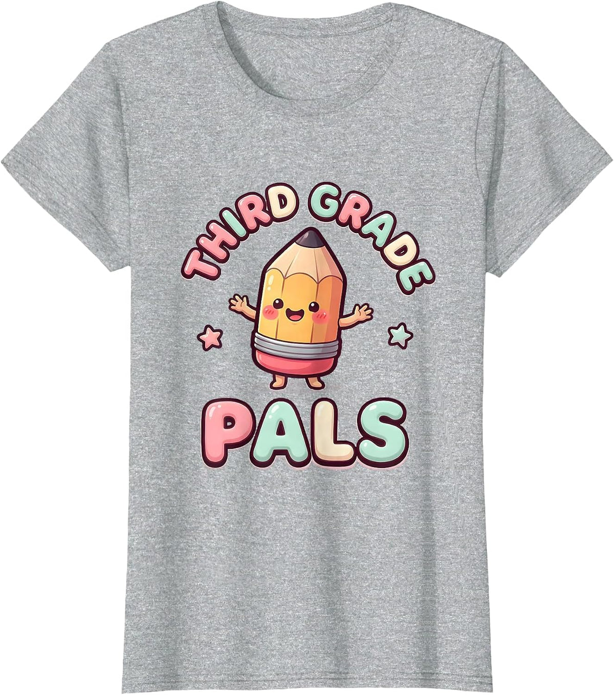 Women's Third Grade Pals Cute Kawaii Back To School Teacher Student T-Shirt - Heather Grey