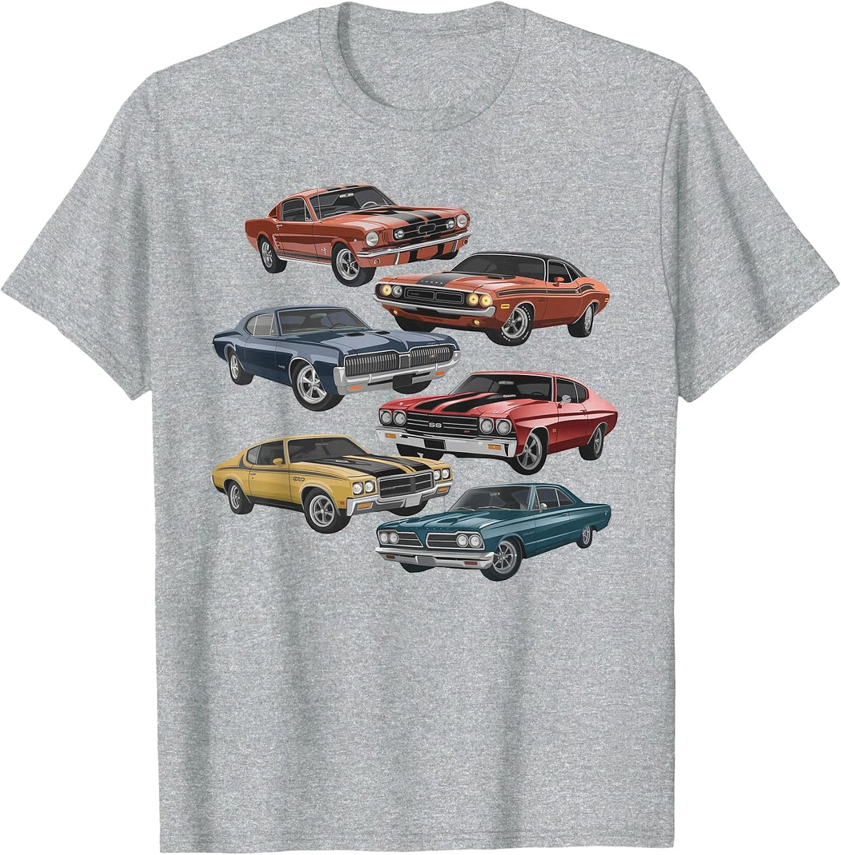 Vintage Muscle Car Artwork for Car Show Enthusiasts T-Shirt - Heather Grey