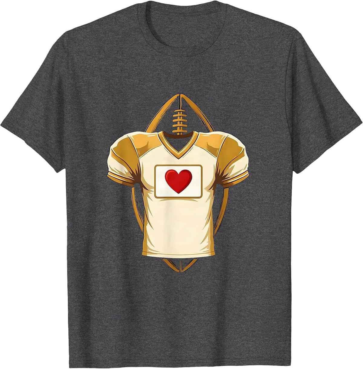Men's Football Lineman Mom Jersey Number Heart Pride T-Shirt - Dark Heather Grey