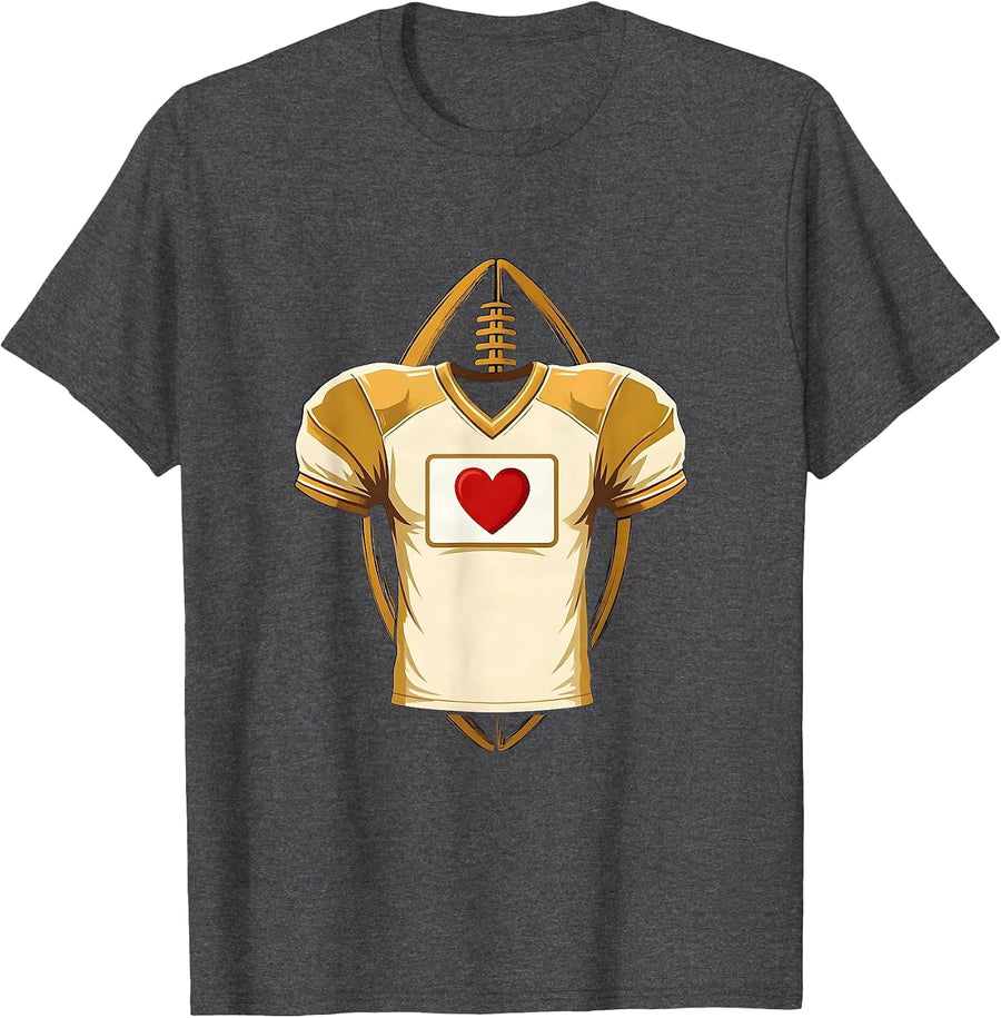 Men's Football Lineman Mom Jersey Number Heart Pride T-Shirt - Dark Heather Grey