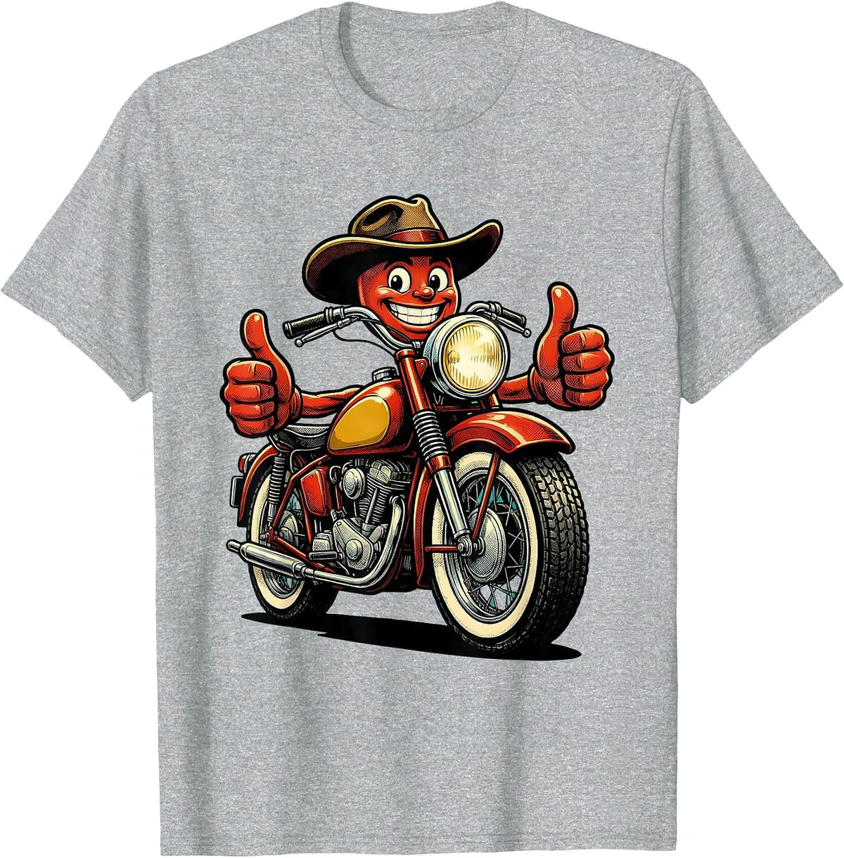 Men's Vintage Classic Motorcycle Chrome Details Side View T-Shirt - Heather Grey