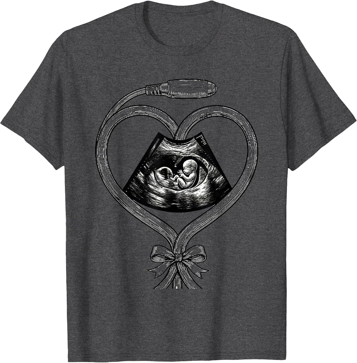 Men's Ultrasound Heart Sonographer Valentine Candy Humor T-Shirt - Dark Heather Grey