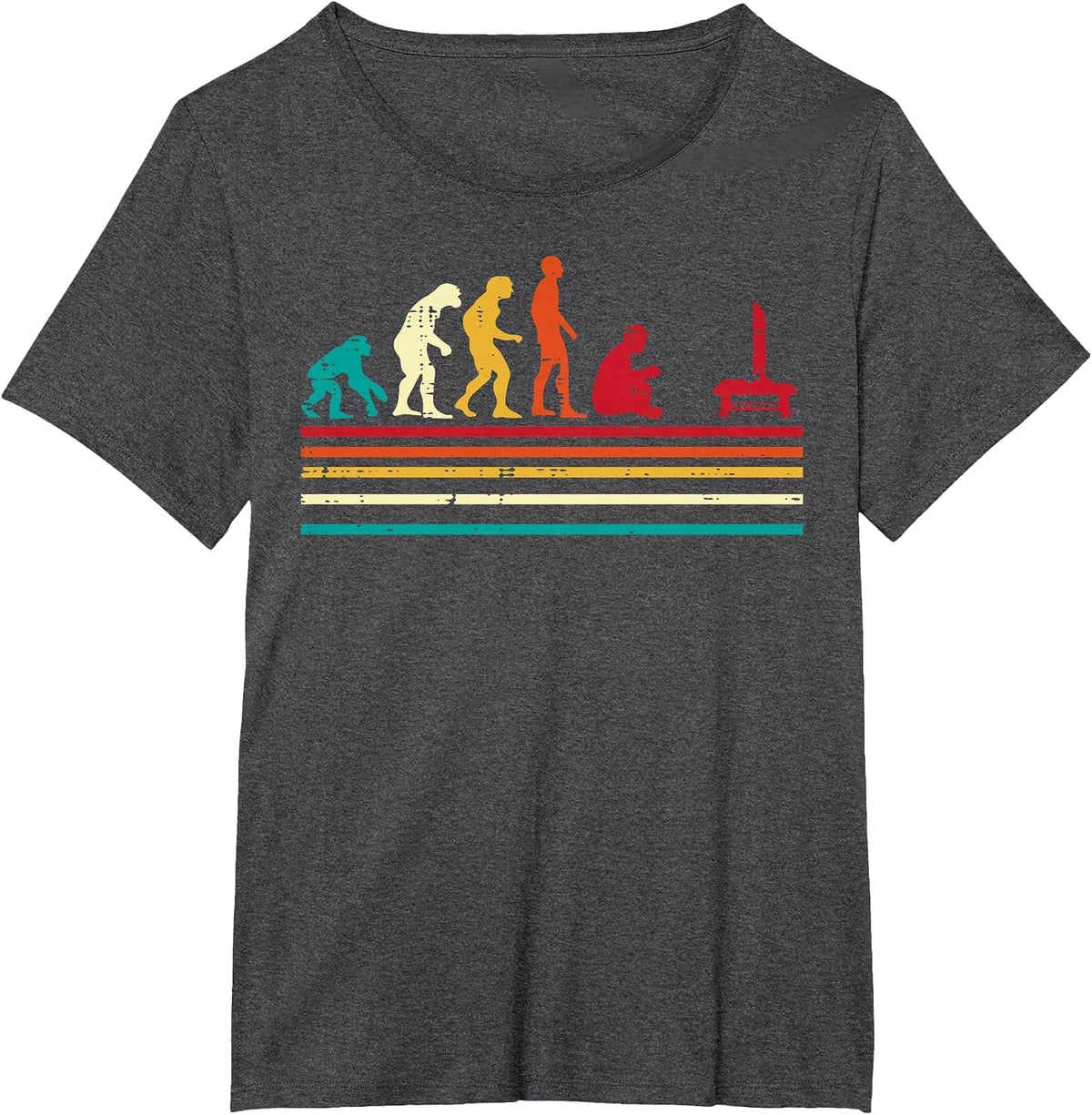 Human Evolution Video Gaming Retro Gamer Men Boys Kids Teens T-Shirt - Dark Heather Grey
