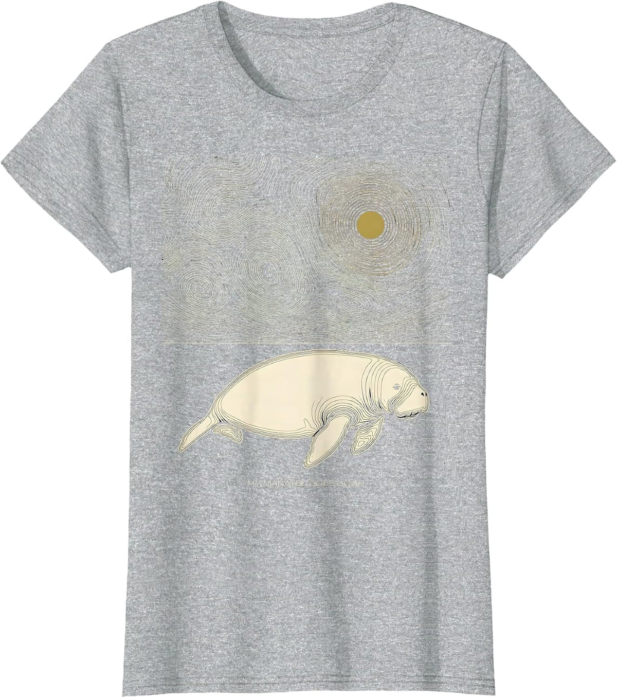 My Manatee Goes Gogh Whimsical Animal Lover Art Meme T-Shirt - Heather Grey
