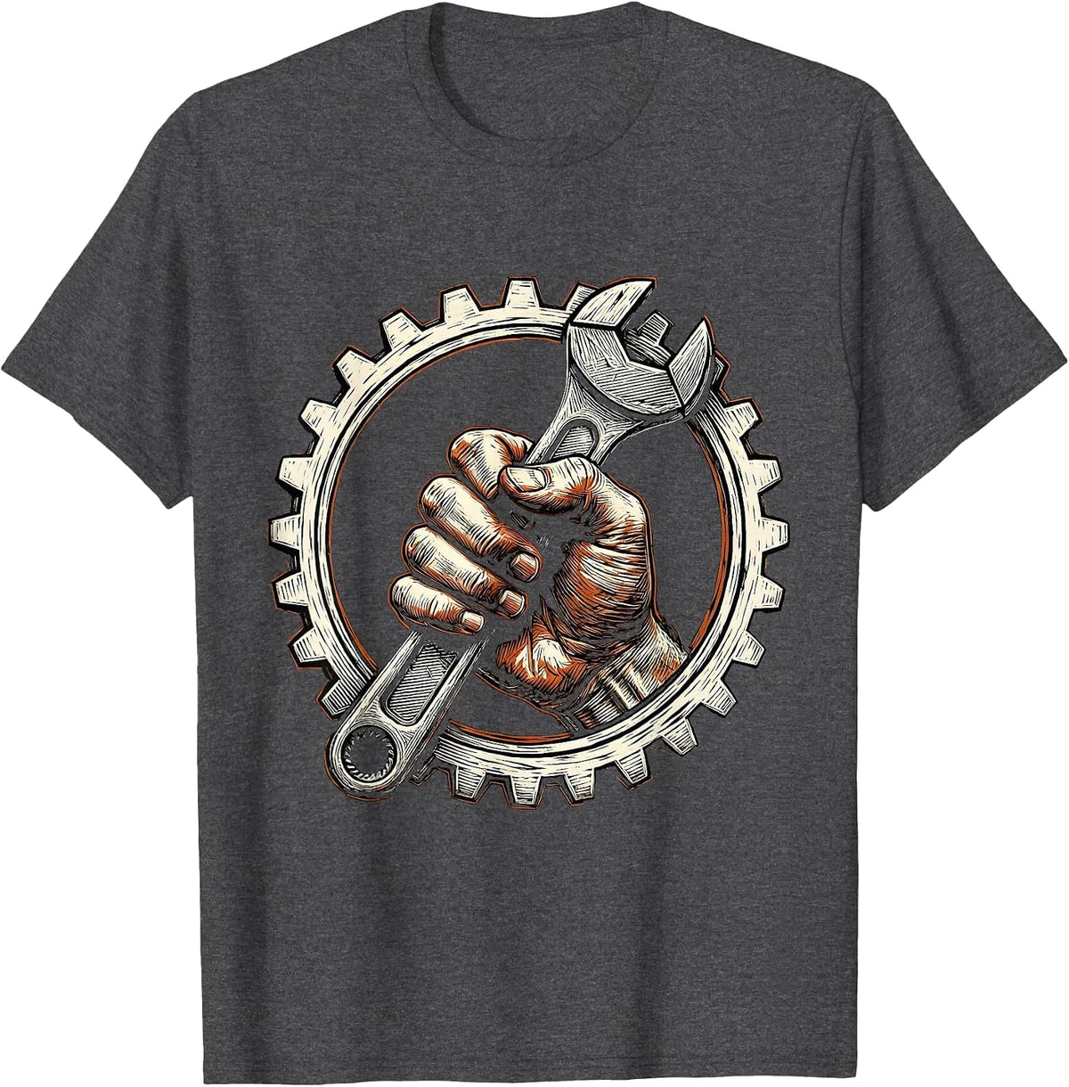 Men's Grease Monkey Mechanic Wrench Graphic T-Shirt - Dark Heather Grey