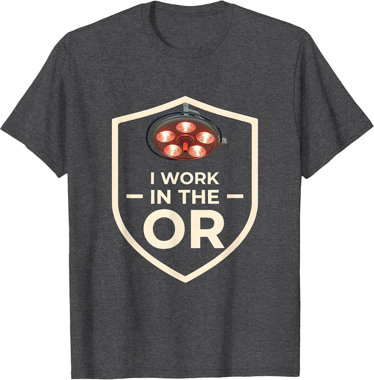I Work In The OR Minimalist Surgical Tech Scrub Tech Gift T-Shirt - Dark Heather Grey