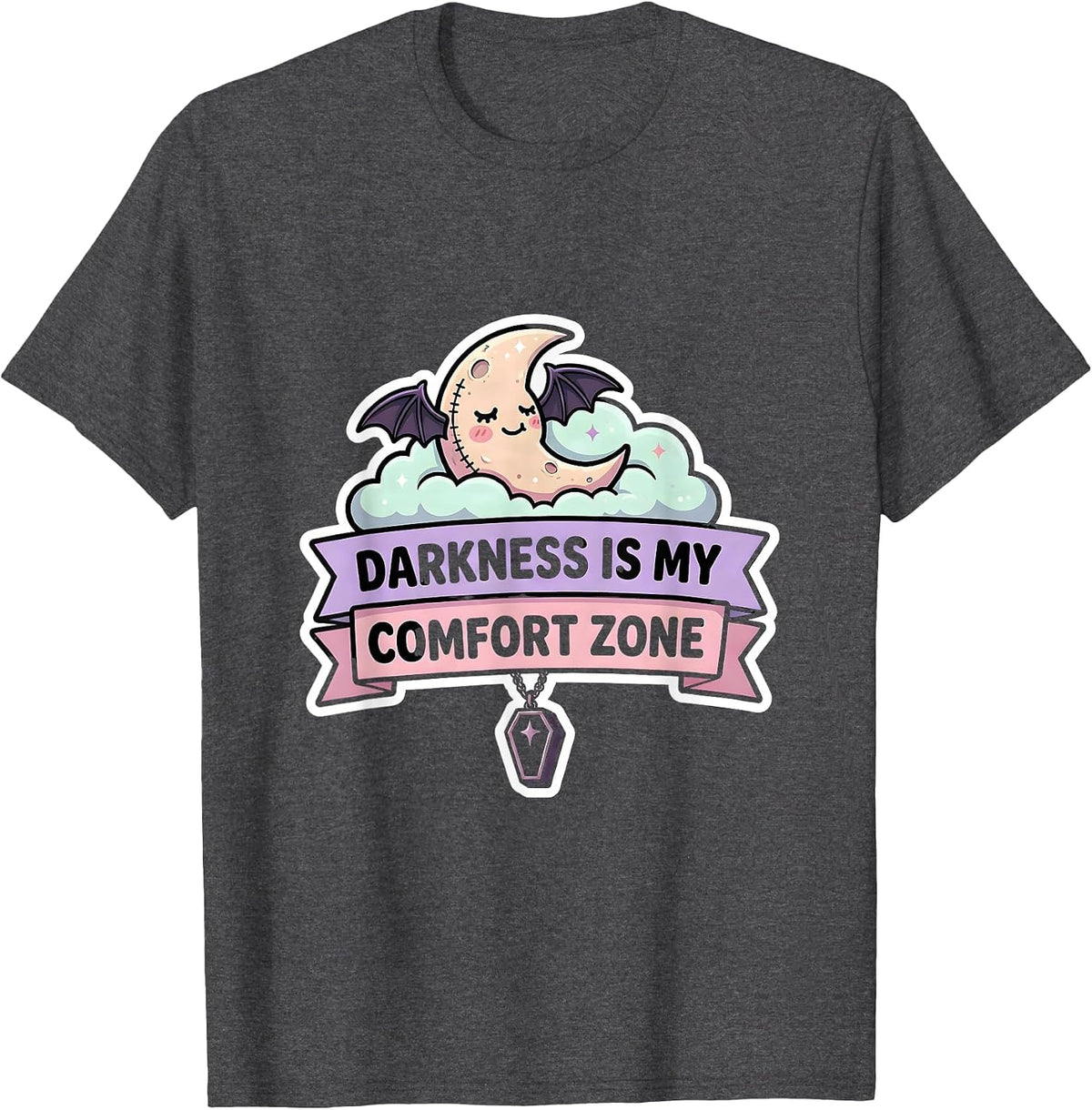 Darkness Is My Comfort Zone Halloween Design T-Shirt - Dark Heather Grey