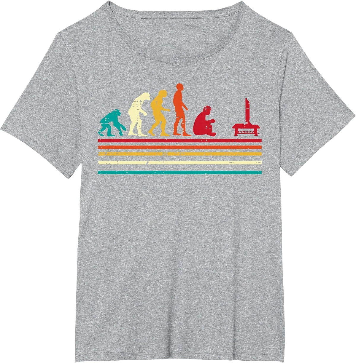 Human Evolution Video Gaming Retro Gamer Men Boys Kids Teens T-Shirt - Heather Grey