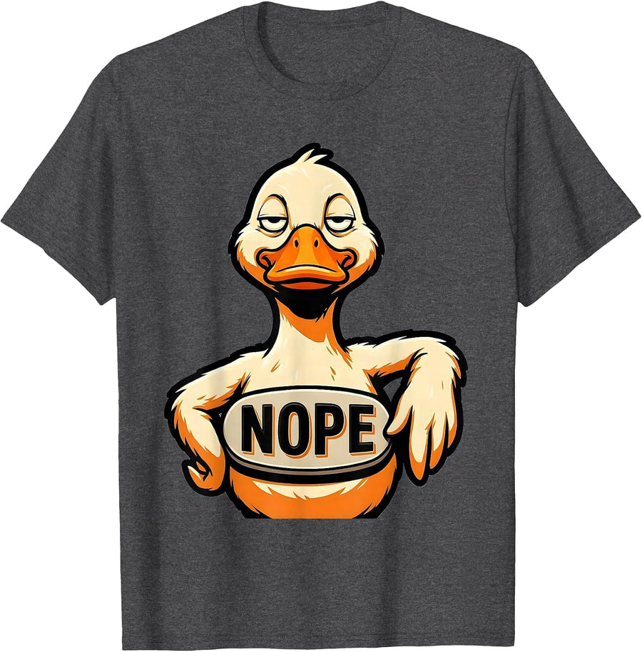 Men's Nope Funny Duck Mascot Novelty Humor Casual Wear T-Shirt - Dark Heather Grey