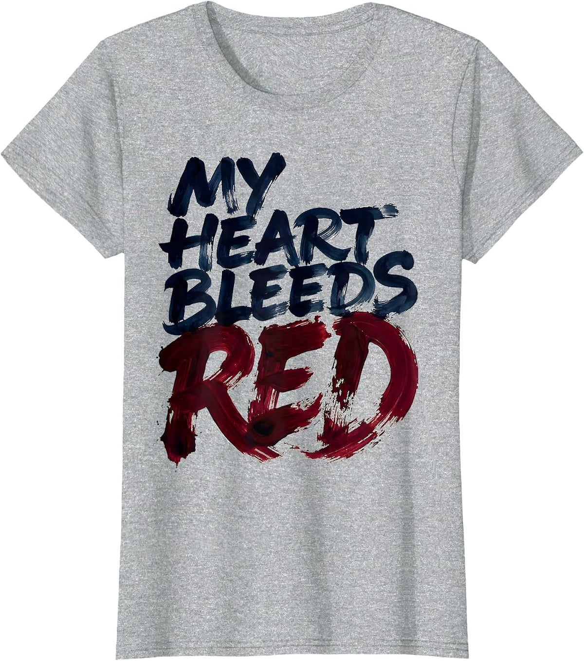 My Heart Bleeds Red Patriot Day Kids Design T-Shirt - Heather Grey