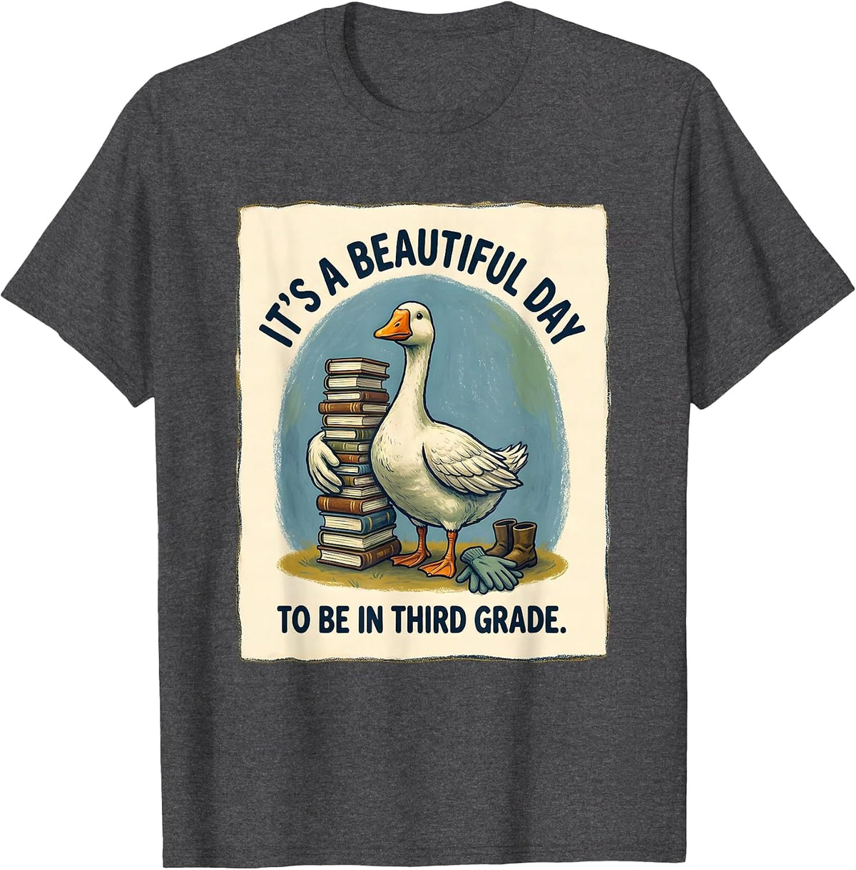 Men's It's a Beautiful Day to Be in Third Grade Teacher T-Shirt - Dark Heather Grey