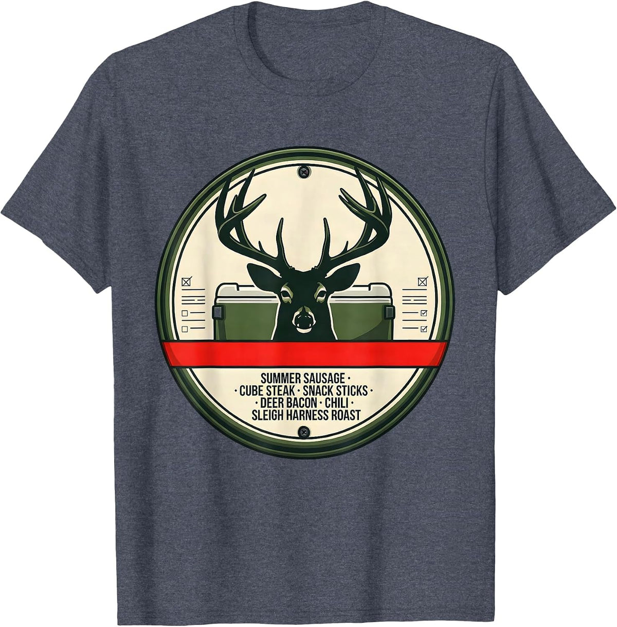 Summer Sausage Cube Steak Deer Bacon Christmas Deer Hunter T-Shirt - Heather Blue