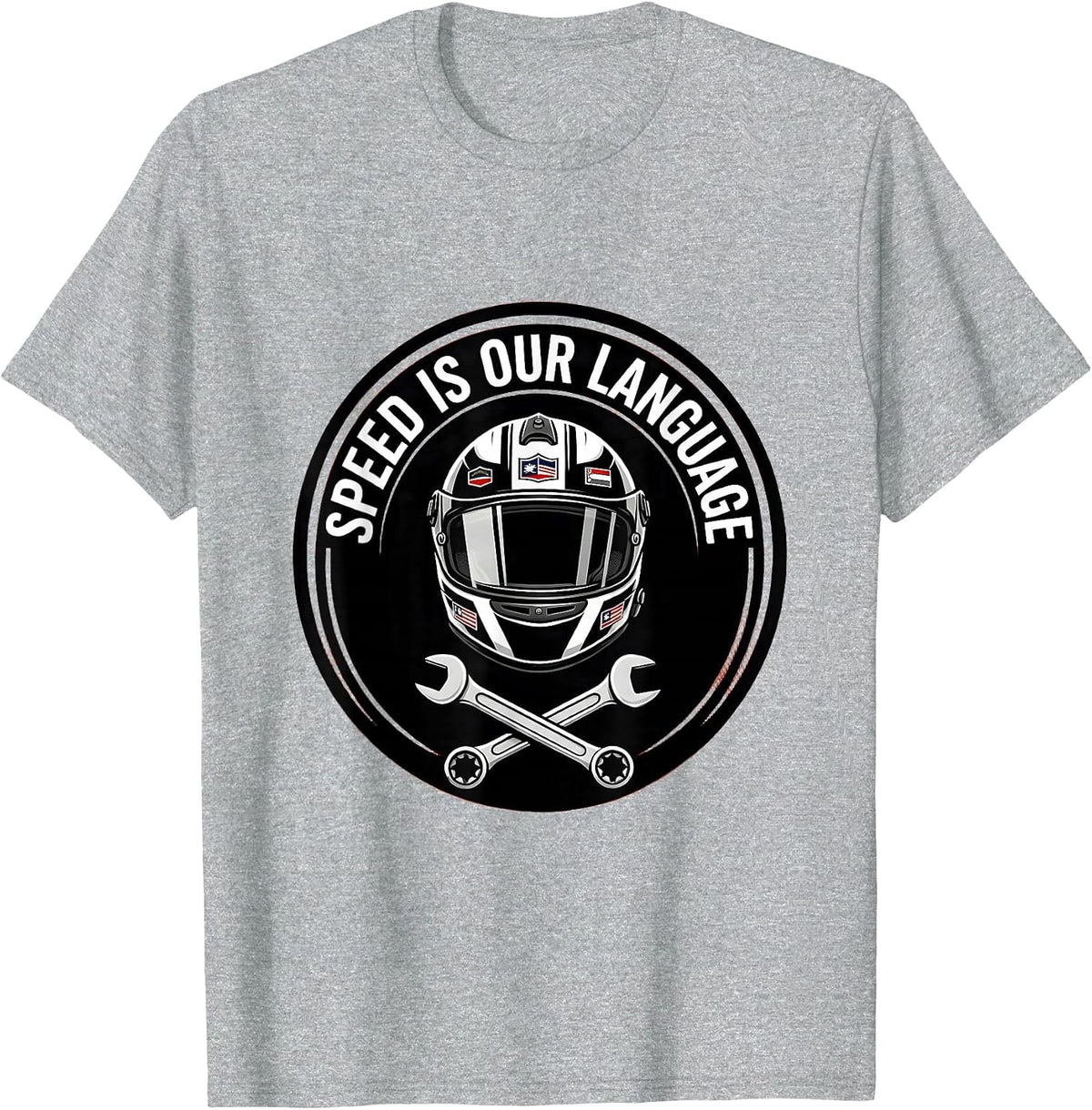 Men's Speed Is Our Language Pit Crew Racing Design T-Shirt - Heather Grey