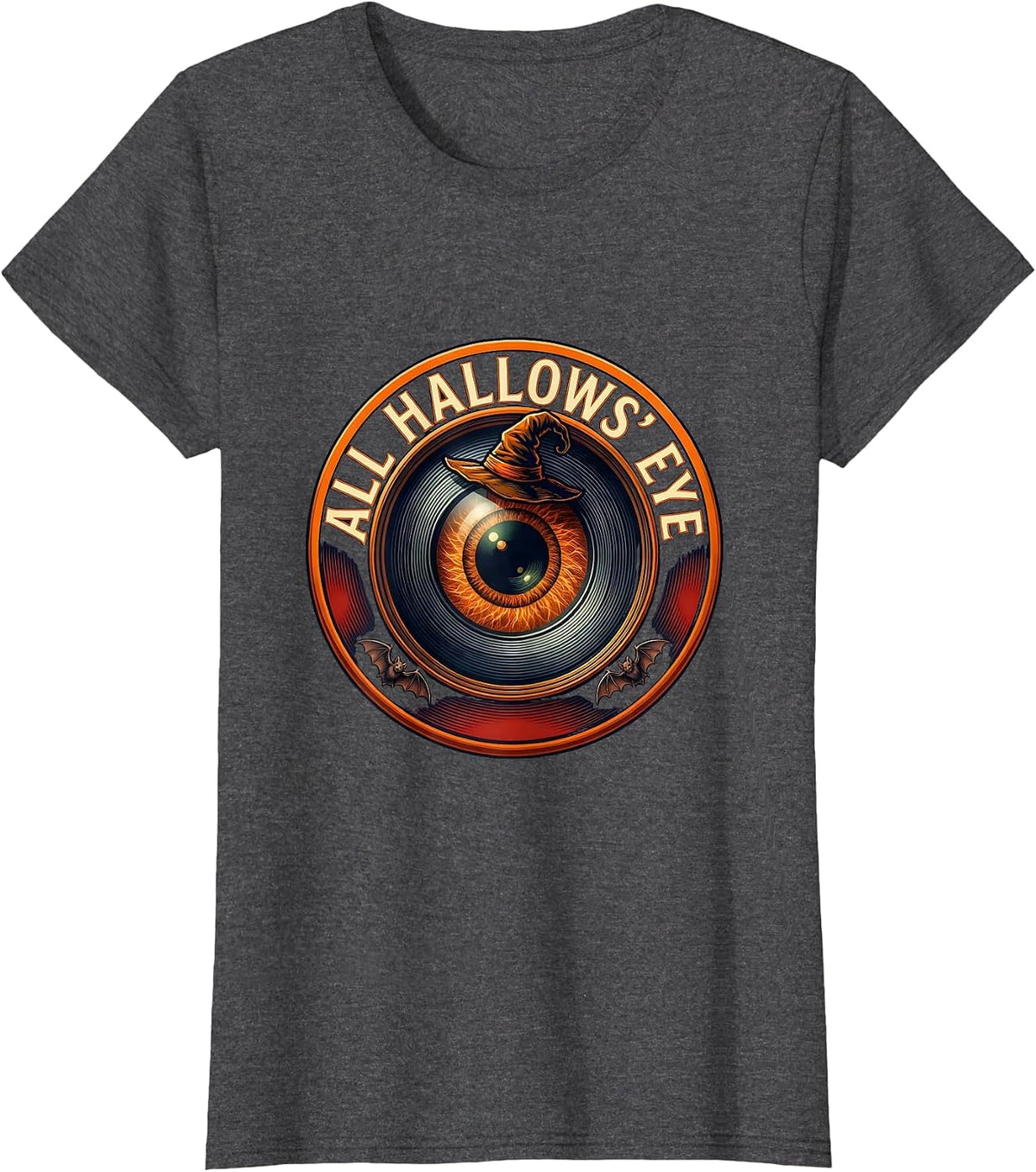 Women's All Hallows Eye Optometry Halloween Eye Doctor Optometrist T-Shirt - Dark Heather Grey