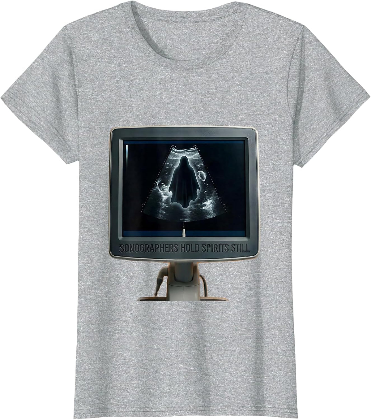 Sonographers Hold Spirits Still Minimal Halloween Ultrasound T-Shirt - Heather Grey