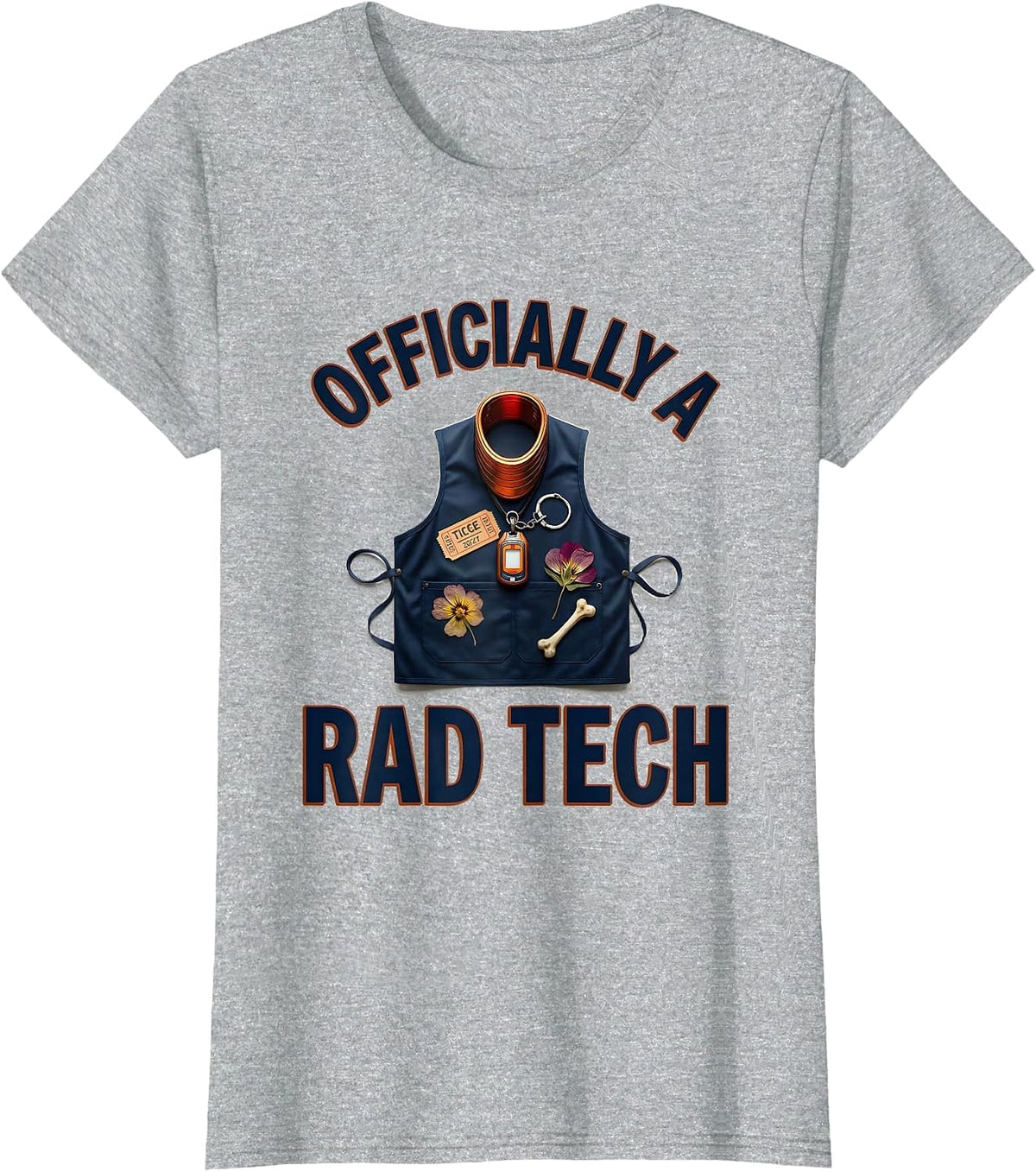 Women's Officially A Rad Tech Funny Radiologic Technologist X-Ray CT T-Shirt - Heather Grey