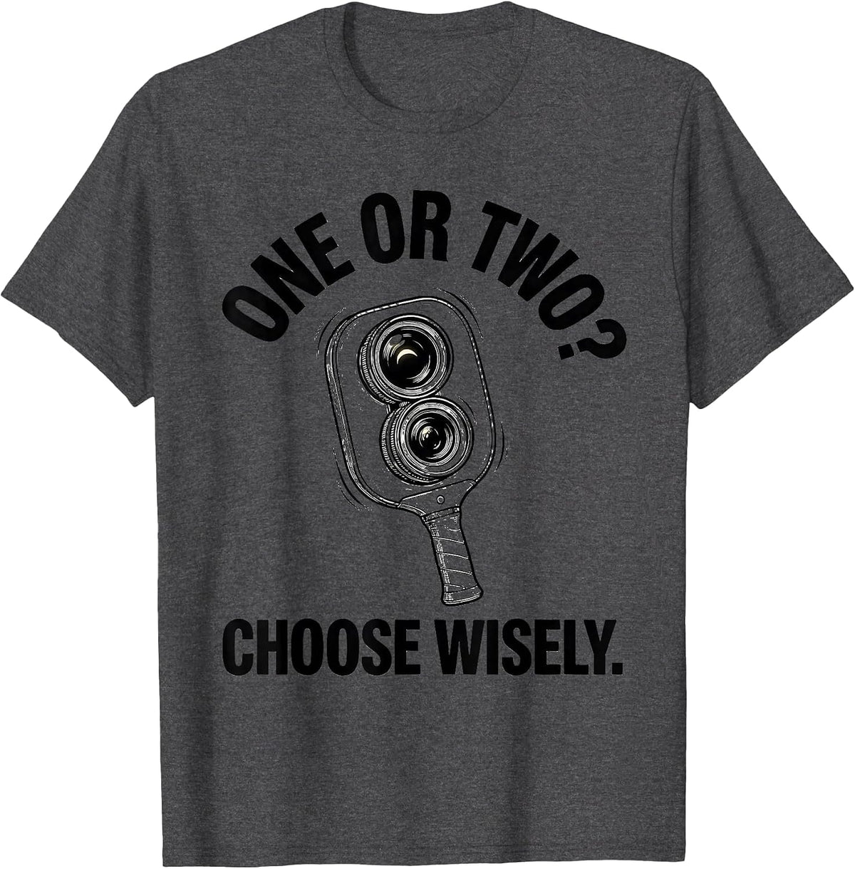 Men's One Or Two? Choose Wisely Funny Optometrist Halloween Eye T-Shirt - Dark Heather Grey