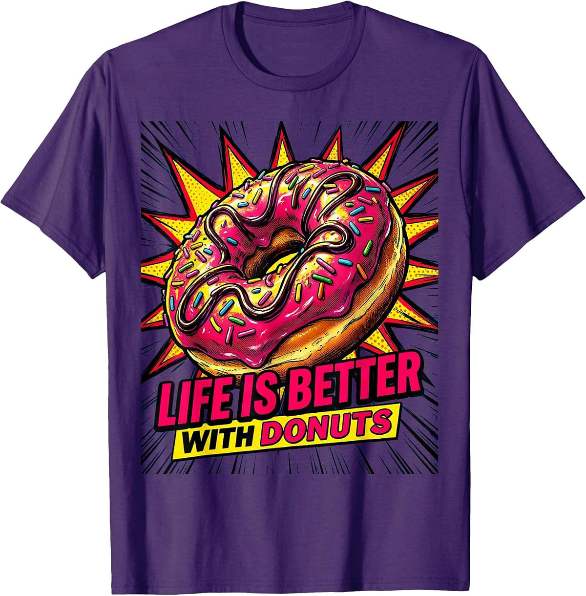 Men's Life Is Better With Donuts Sweet Treat Design T-Shirt - Purple