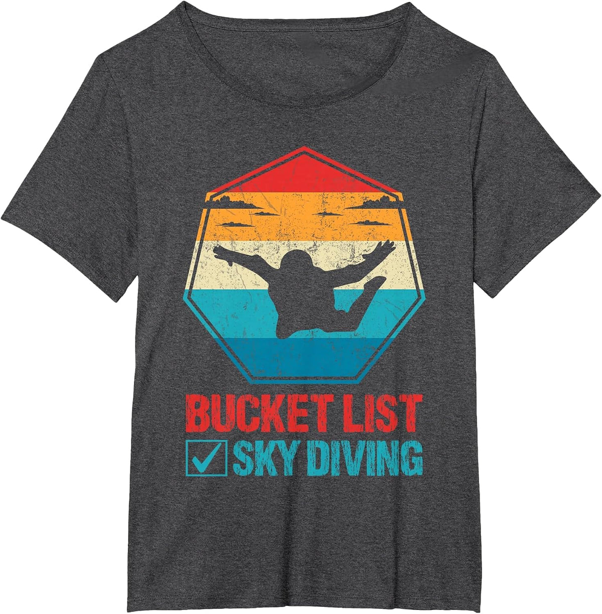 Bucket List Sky Diving Vintage Retro Skydiver T-Shirt - Dark Heather Grey