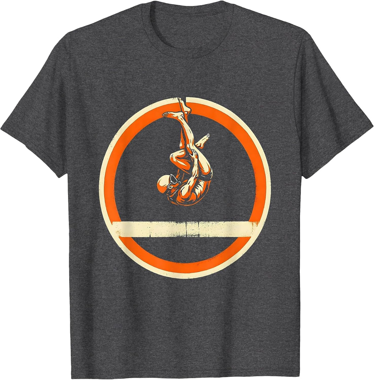 Men's Diver Tuck Position Mid-Air Diving Illustration T-Shirt - Dark Heather Grey