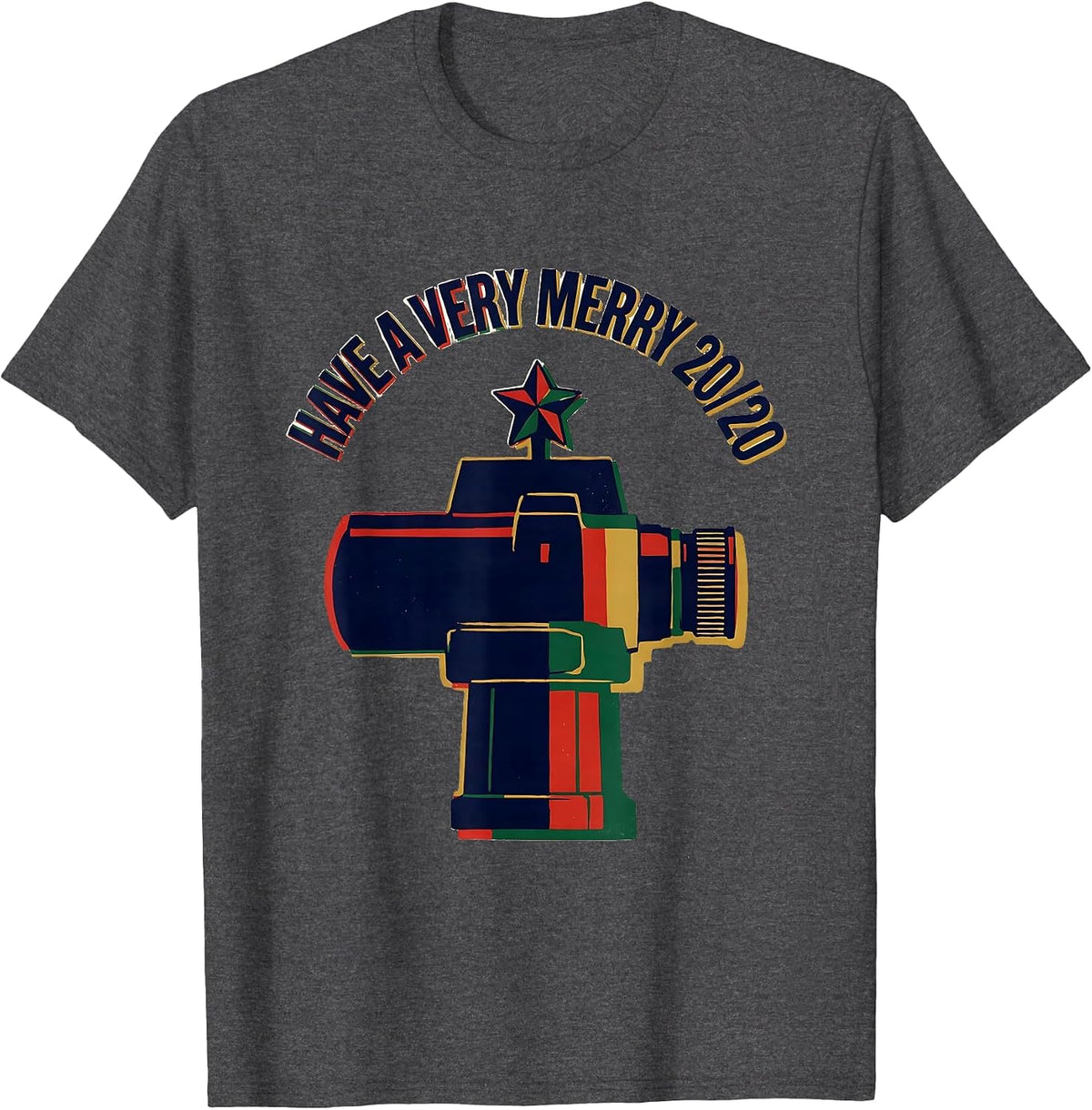 Men's Have A Very Merry 20/20 Funny Optometrist Christmas Pun T-Shirt - Dark Heather Grey