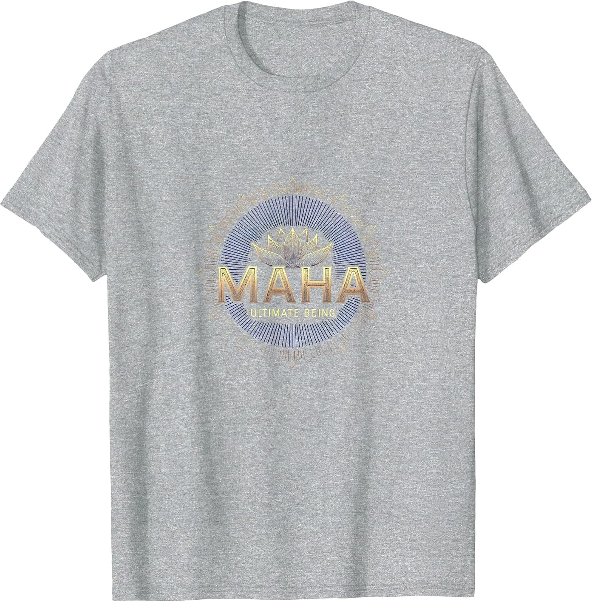 Maha Ultimate Being - Lotus Spiritual Enlightenment Art T-Shirt - Heather Grey