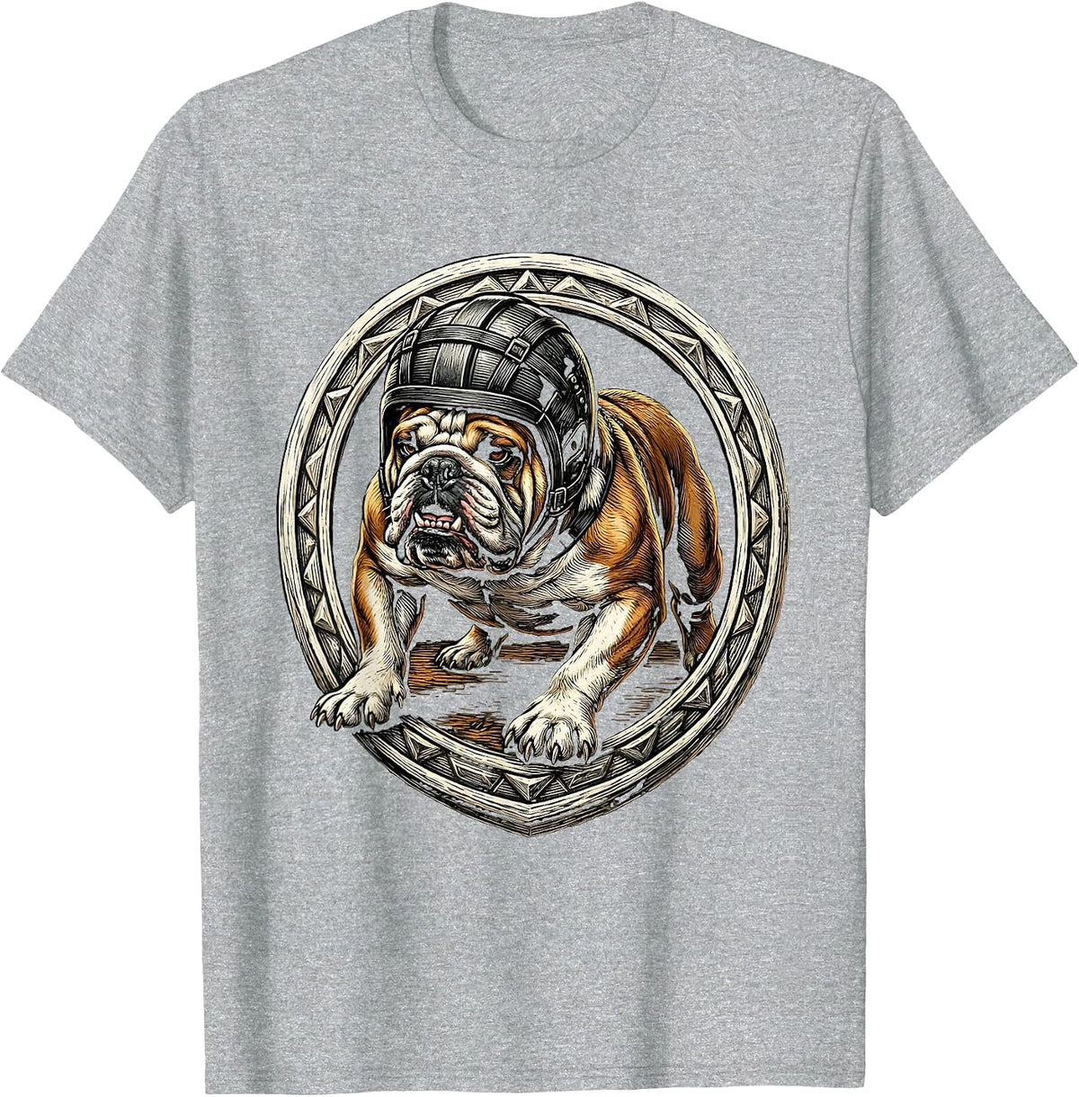 Men's Bulldog Rugby Player Headguard Tackle Illustration T-Shirt - Heather Grey