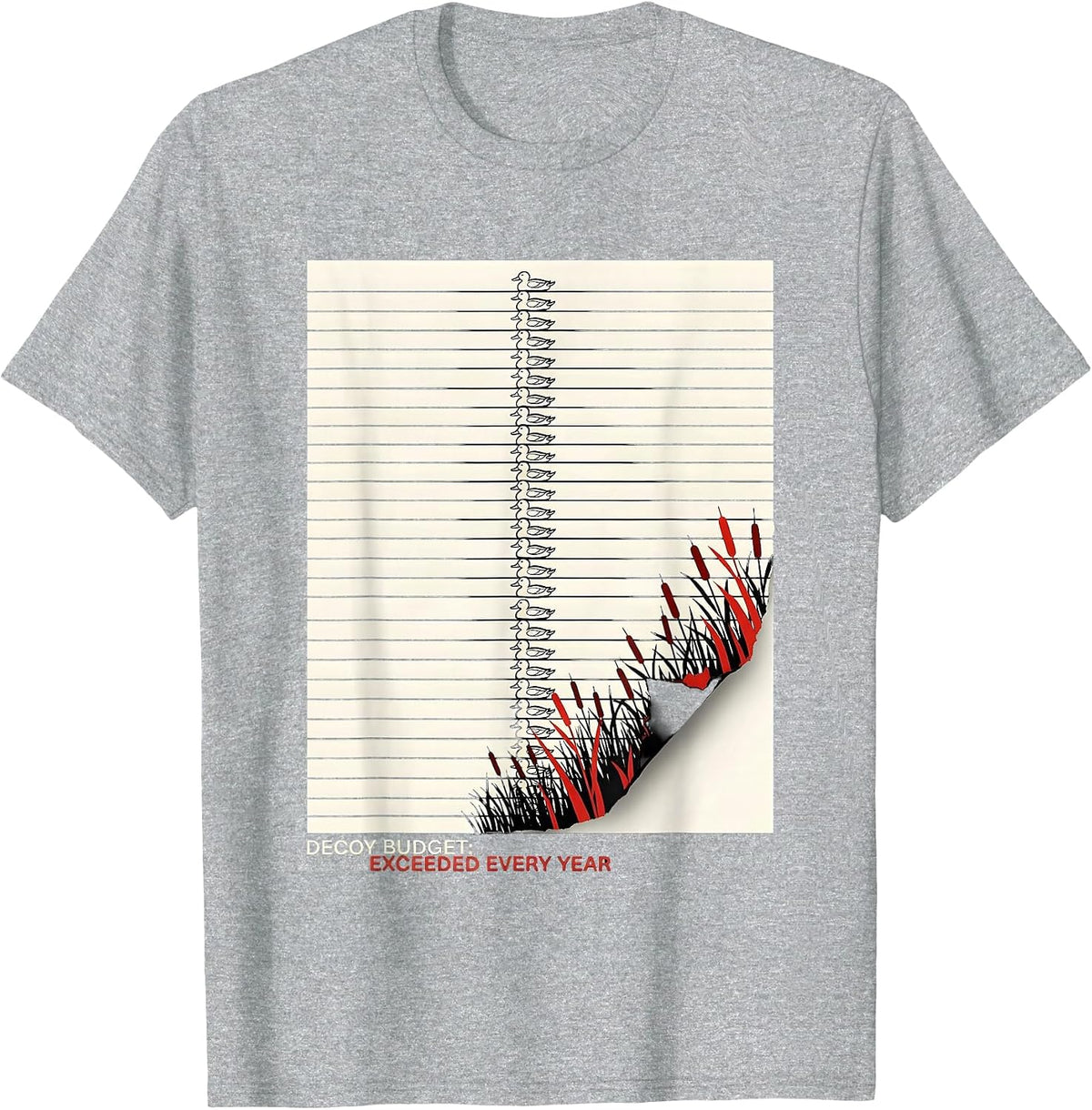 Men's Decoy Budget: Exceeded Every Year Funny Duck Hunting Dad T-Shirt - Heather Grey