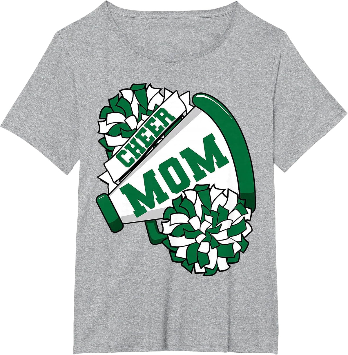 Cheer Mom for Proud Mama of Your Favorite Cheerleader Green T-Shirt - Heather Grey