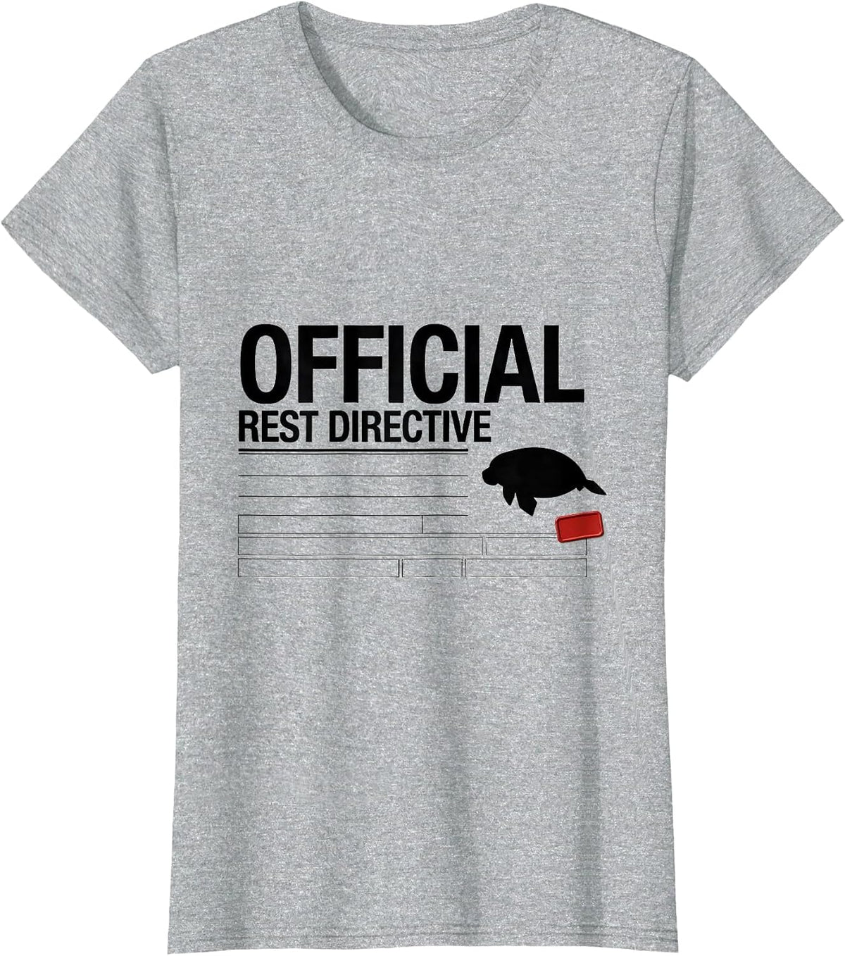 Official Rest Directive Funny Manatee Sea Cow Wildlife Humor T-Shirt - Heather Grey