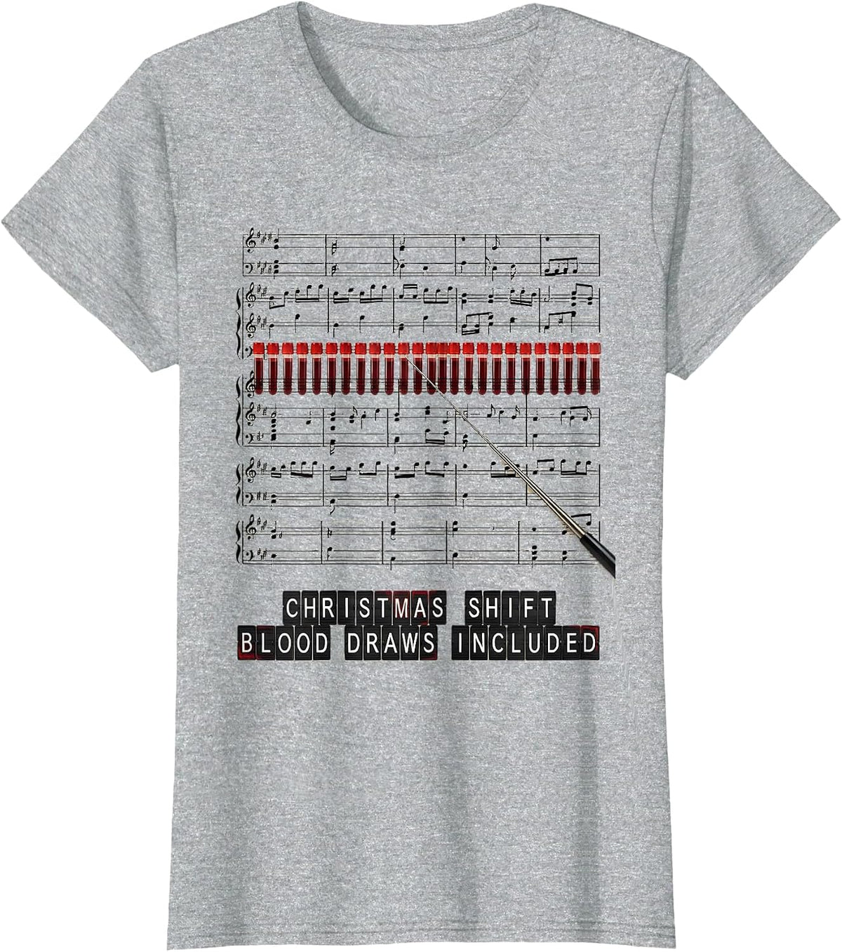 Women's Christmas Shift Blood Draws Included Phlebotomist Tech T-Shirt - Heather Grey