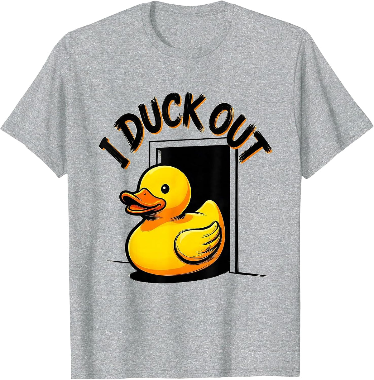 Men's I Duck Out Funny Rubber Duck Novelty Humor Gift T-Shirt - Heather Grey