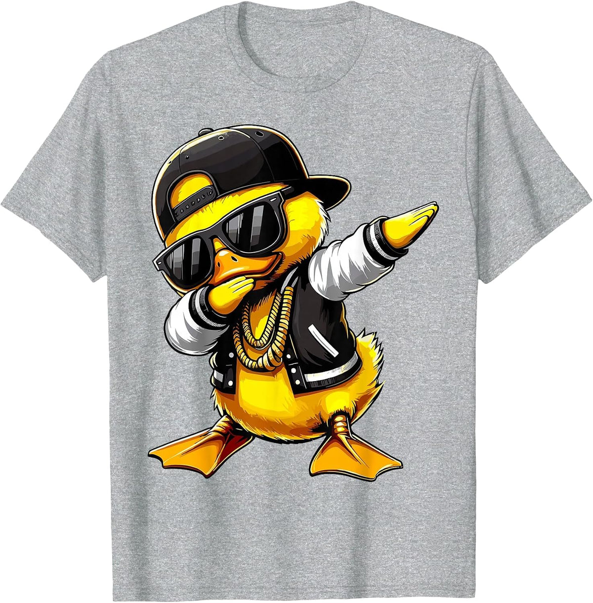 Duck Dabbing Funny Rubber Duck with Sunglasses T-Shirt - Heather Grey