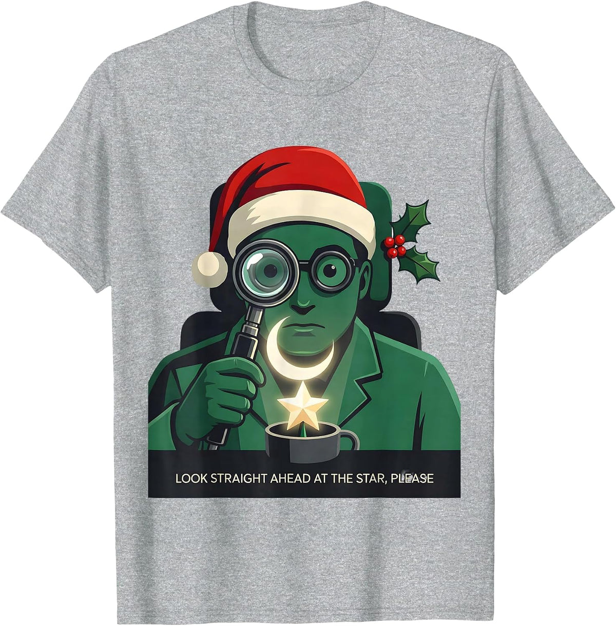 Men's Look Straight Ahead At The Star, Please Funny Optometrist T-Shirt - Heather Grey