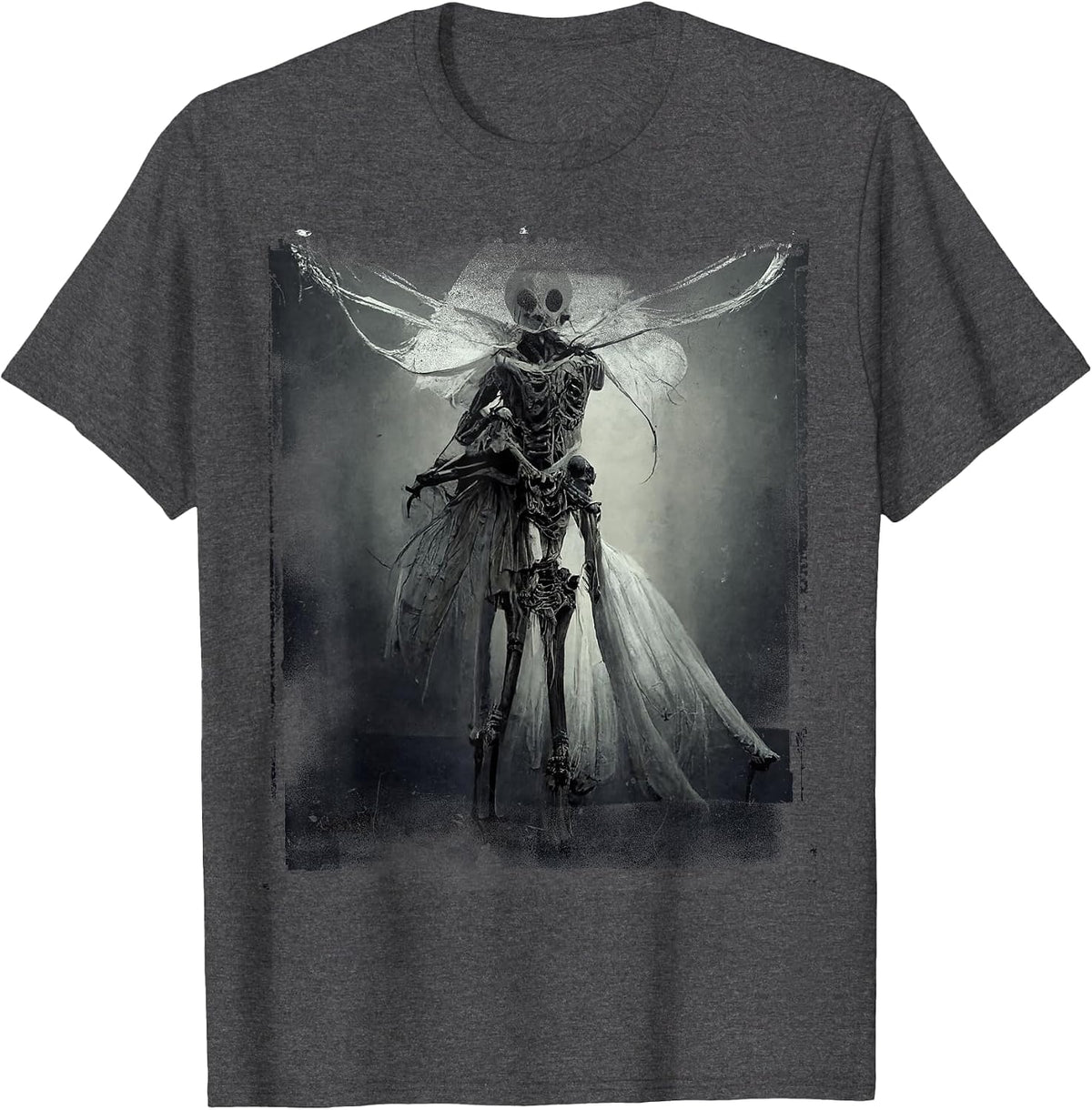 Dark Art Aesthetic Grunge Fairy Gothic Horror T-Shirt - Dark Heather Grey
