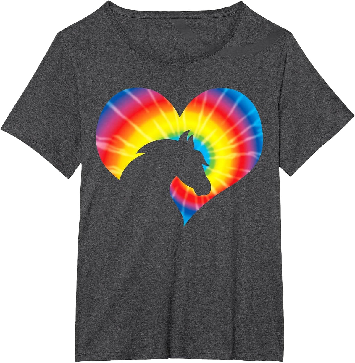 Horse Heart Silhouette for Cowgirl Equestrian Graphic Print T-Shirt - Dark Heather Grey