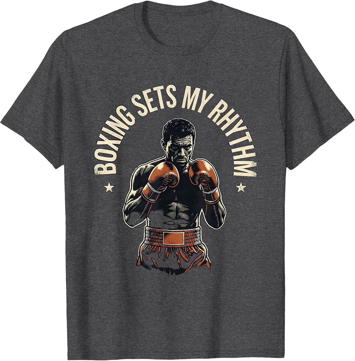 Men's Boxing Sets My Rhythm Distressed Boxing Fan Gift T-Shirt - Dark Heather Grey