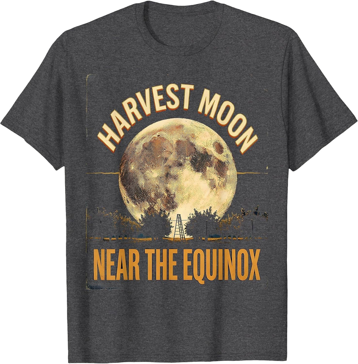 Men's Harvest Moon, Near The Equinox Vintage Astronomy Science T-Shirt - Dark Heather Grey