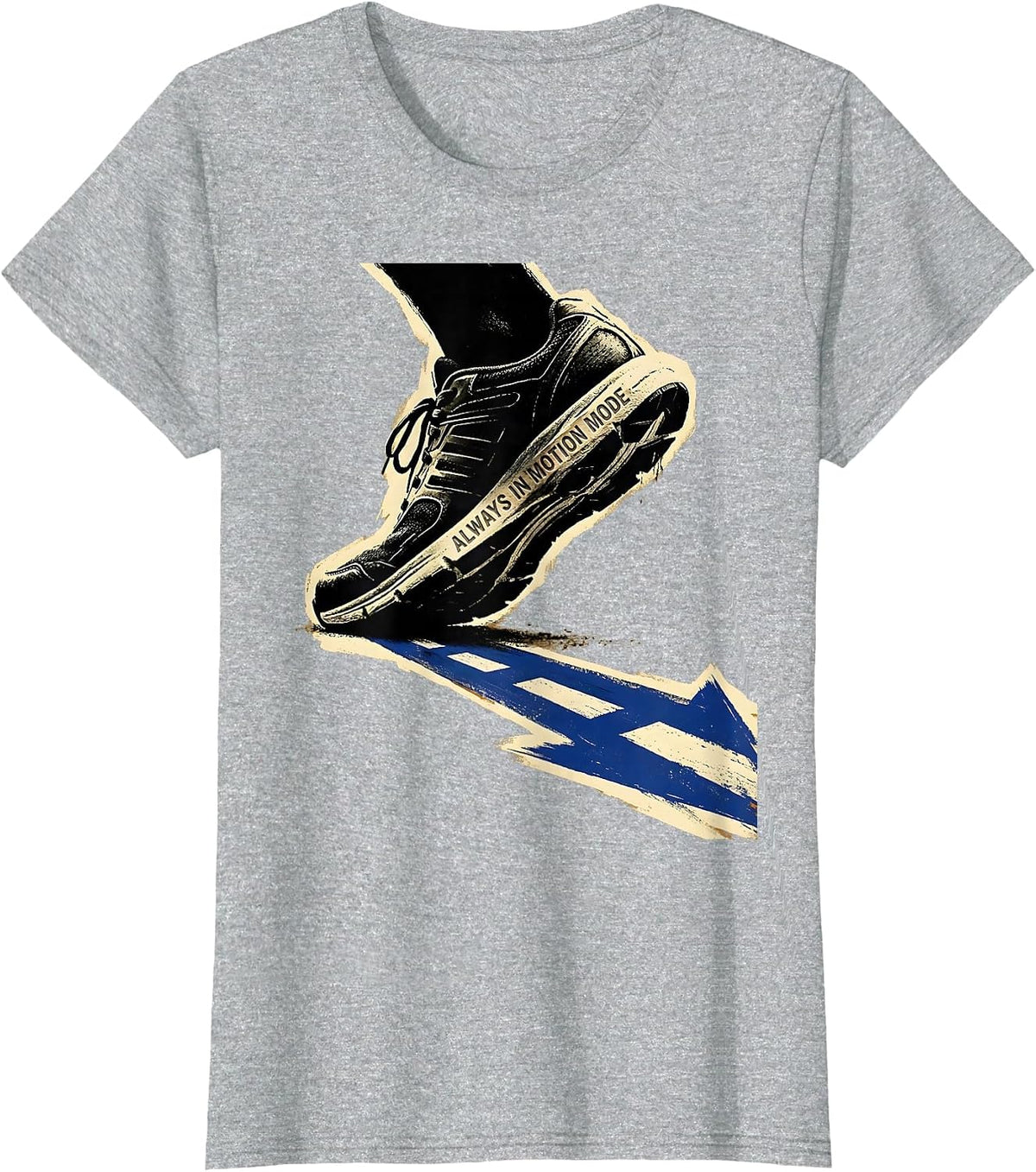 Always In Motion Mode Athleisure Graphic Design T-Shirt - Heather Grey