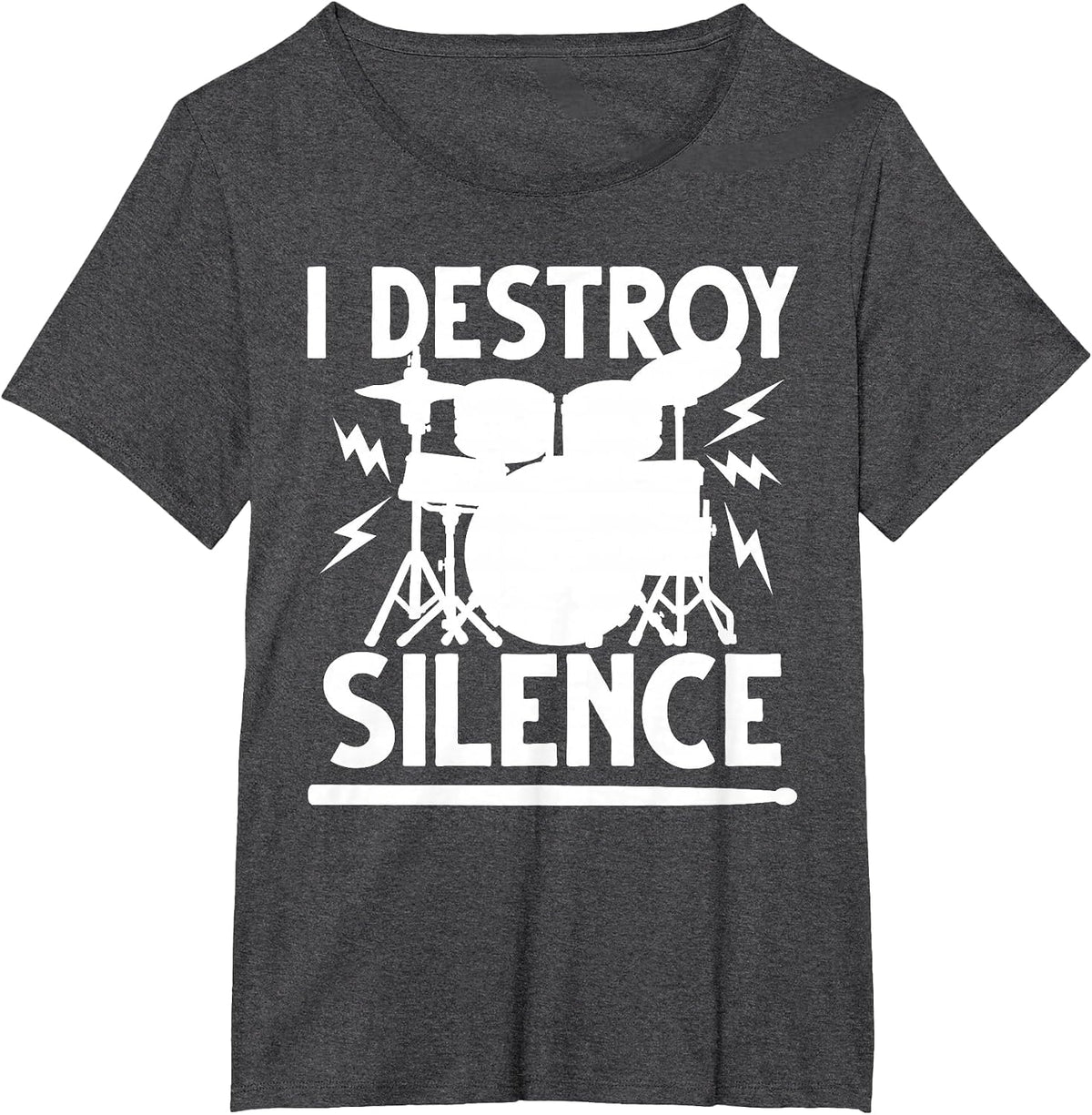 Cute Drum Set Art Men Women Drumming Rocker Music Percussion T-Shirt - Dark Heather Grey