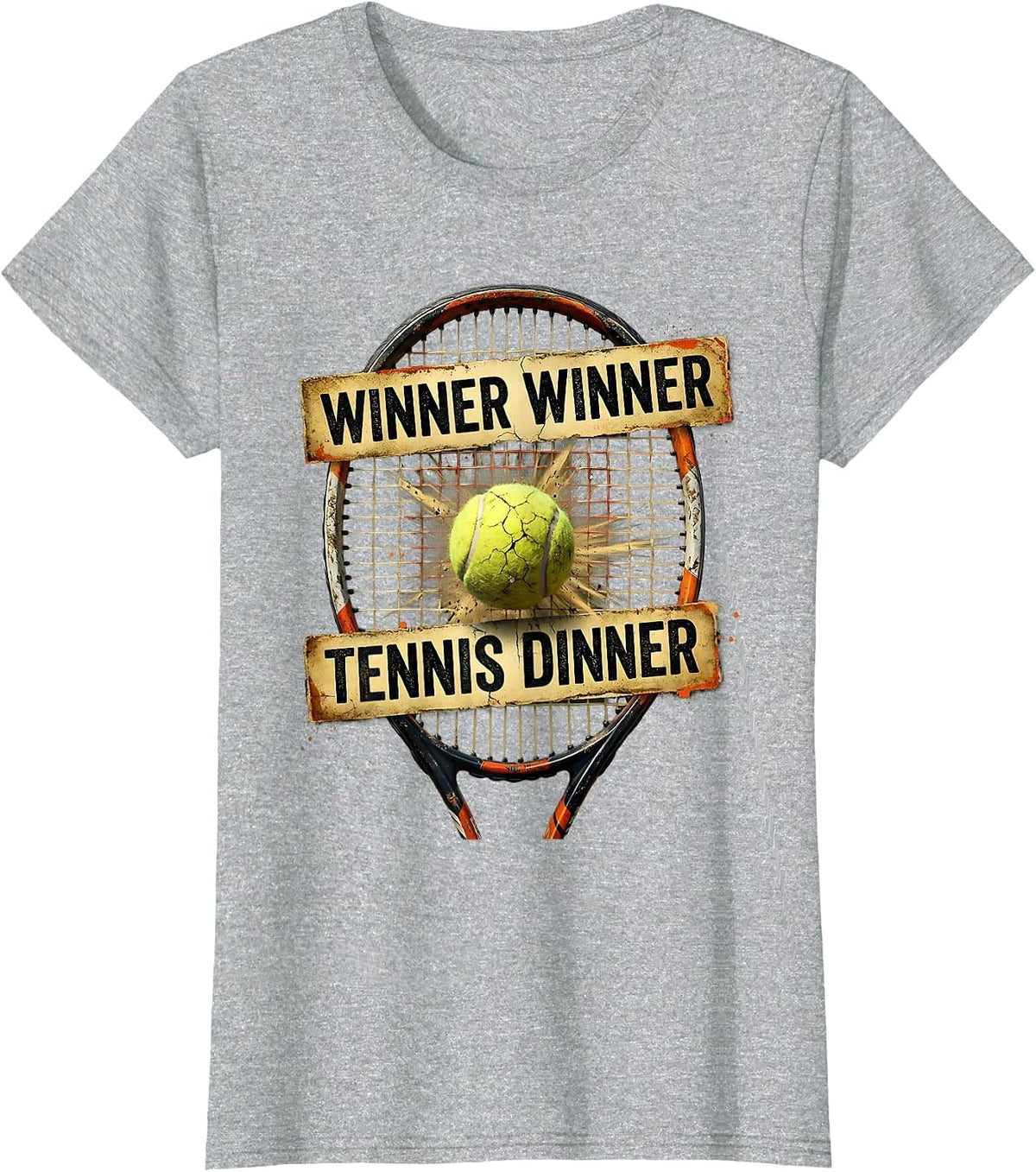 Winner Winner Tennis Dinner Funny Tennis Design T-Shirt - Heather Grey